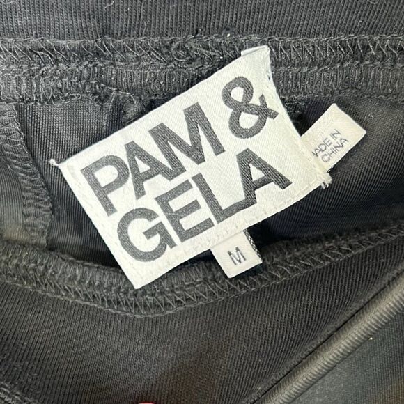 Pam and Gela Black Neoprene Pants with Knit Side Panel - Picture 6 of 7